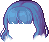 파란색 둥근 월화 헤어